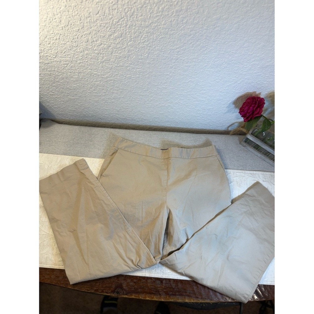 Pendleton Size 14 Khaki Side Zip Stretch Cotton Chino Trousers Flat Front‎